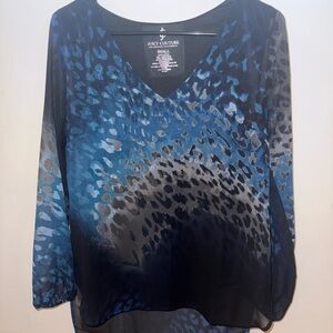 Juicy Couture Blue and Black Animal Print Blouse